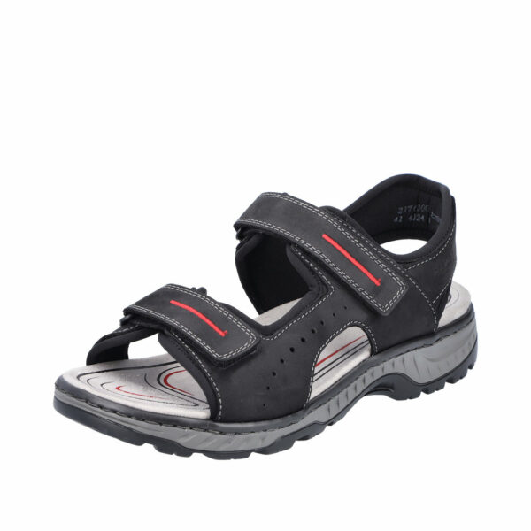 Rieker sandal i sort til herre med velcro