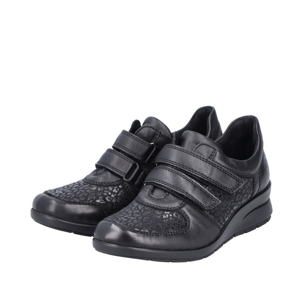 belønning sikkerhedsstillelse Total Rieker sko dame | i sort skind med velcro lukning | Rieker-Shop 》