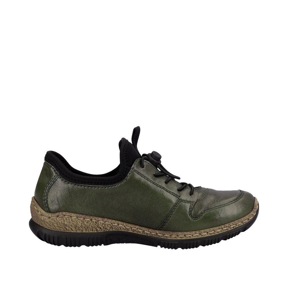 sneakers dame | grøn med elastik snøre| Rieker-Shop 》