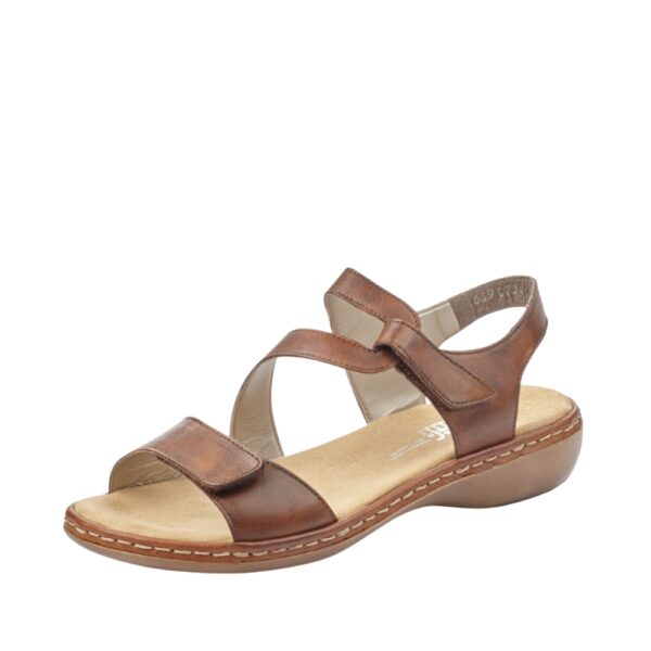 Rieker sandal i brun til dame med velcro