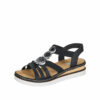 Rieker sandal til dame i sort med elastik og flotte glimmer detajler