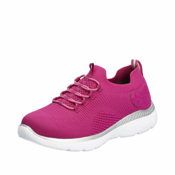 Rieker sneakers til dame i pink med Memosoft såler. Model: M5074-34.