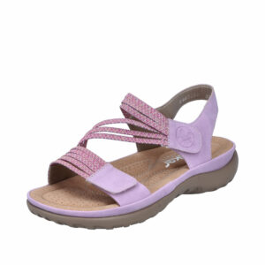 Rieker sandal til dame i lilla med pink detaljer. Letvægts og stødabsorberende.