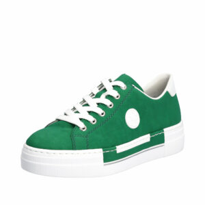 Rieker sneakers til dame i grøn med lille plateau sål