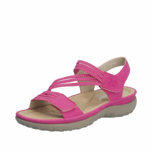 Rieker sandal til dame med velcro i lyserød og pink