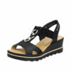 Rieker sandal til dame i sort med flotte detaljer og en hæl på 5 cm