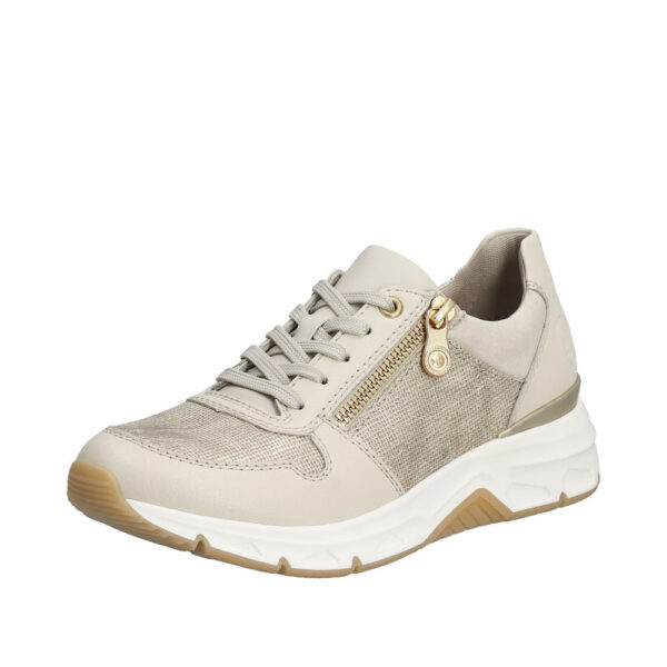 Rieker sneakers i beige til dame med flotte guld detaljer