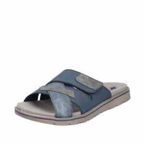 Rieker sandal i blå til herre med velcro og slip-in. Model: 24350-14