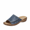 Rieker slippers til dame i blå læder med velcro
