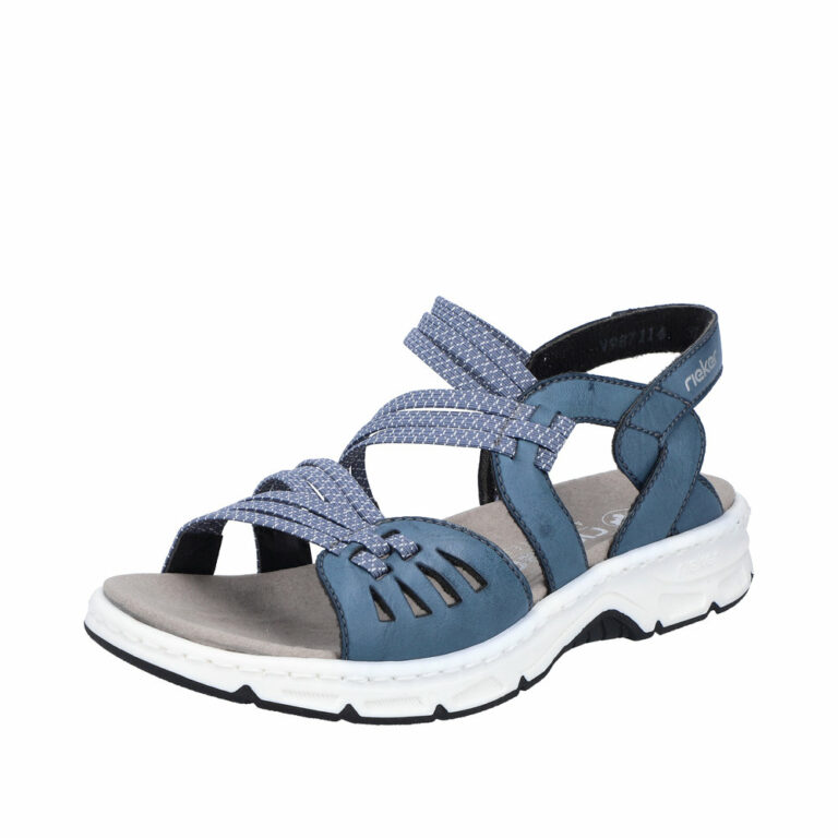 Sandales Rieker Pour Femme - Mules En Simili Cuir, Fermeture Velcro, Semelle Compensée Confortable