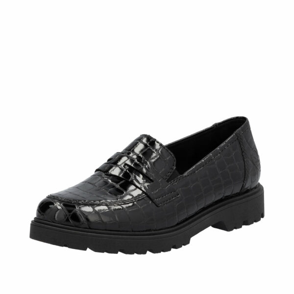 Rieker loafers til dame i sort lak look