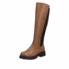Rieker lang støvle til dame i brun med lynlås og elastik samt let foring indvendigt
