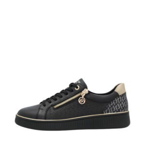 Remonte sneakers til dame i sort med snørebånd og lynlås