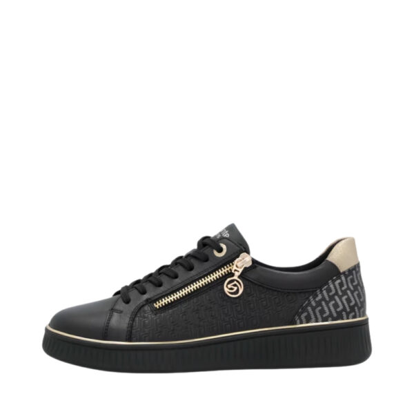 Remonte sneakers til dame i sort med snørebånd og lynlås