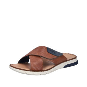Rieker sandal til herre i brun med velcrorem og indersål af skind samt stødabsorbering