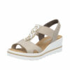 Rieker sandal til dame i beige med kilehæl