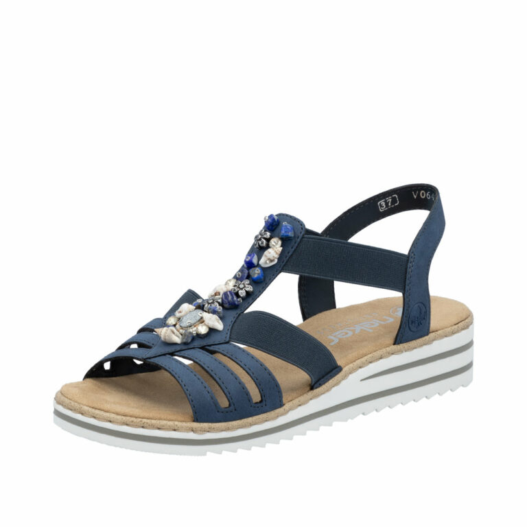 Rieker Witte leren sandaal met print White Dames