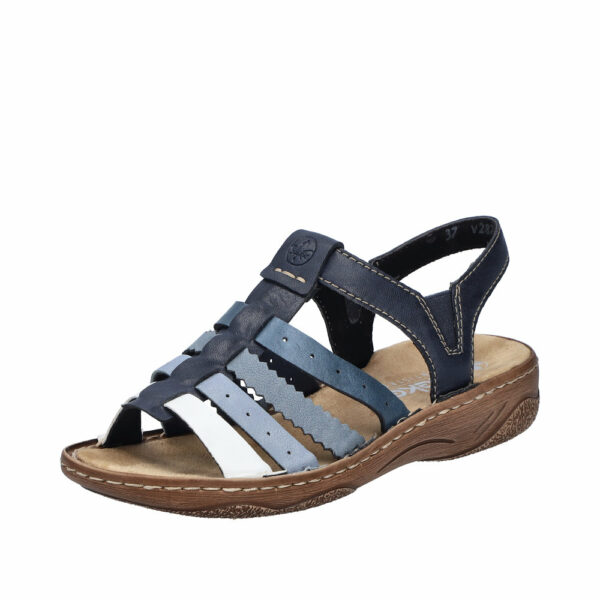 Rieker sandal til dame i blå med flotte detaljer samt stødabsorbering