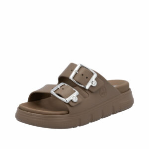 Rieker sandal til dame i brun med justerbare spænder og plateausål på 4,5 cm