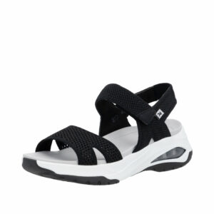 Rieker sandal til dame i sort. Stødabsorberende og velcro rem