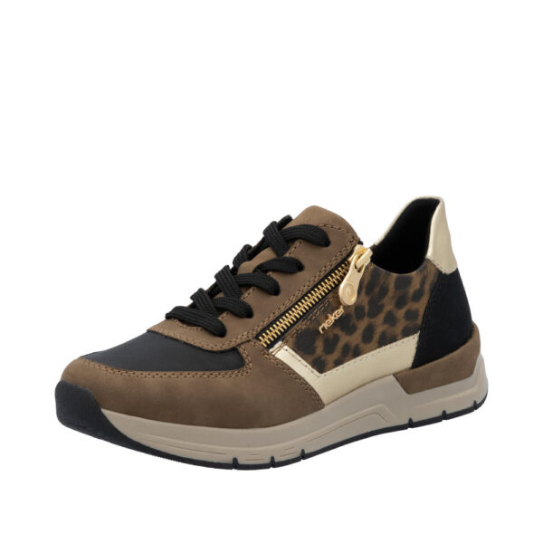 Rieker sneakers til dame i brun med fine detaljer og lynlås samt udtagelig sål
