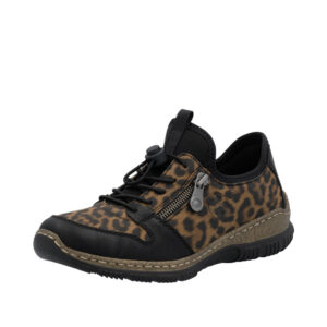 Rieker sneakers til dame i leopard med elastik lukning og pynte lynlås