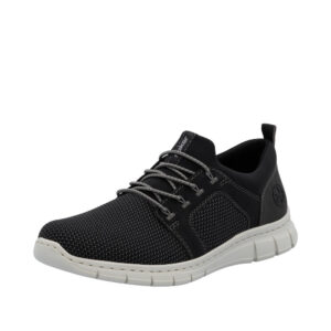 Rieker sneakers til herre i sort, med rieker soft sål og elastik foran