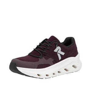 Rieker sneakers til dame i bordeaux med udtagelig sål og elastik samt ekstra bredde (G)