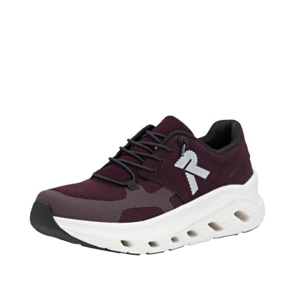 Rieker sneakers til dame i bordeaux med udtagelig sål og elastik samt ekstra bredde (G)