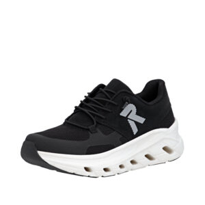 Rieker sneakers til dame i sort med elastik og udtagelig indersål samt ekstra bredde G