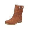 Rieker støvle til dame i brun med varm foring samt lynlås