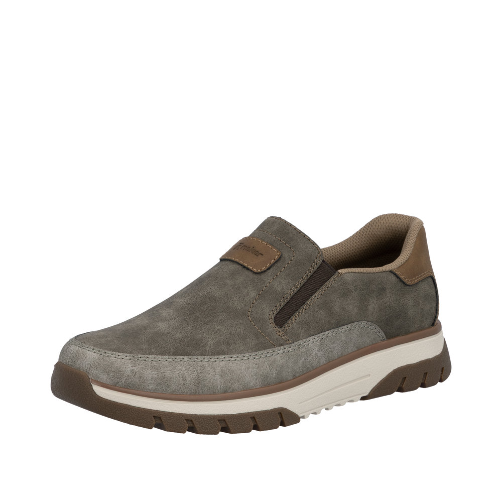 Rieker hyttesko til herre i kaki med udtagelig sål og ekstra bredde H samt elastik