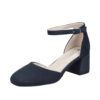 Rieker pumps til dame i mørkeblå med justerbar spænde og blokhæl på ca. 5,5 cm og stødabsorbering