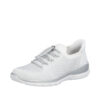 Rieker Ready 2 Go sneakers til dame i hvid med en fast hælkappe samt justerbar elastik og memosoft sål