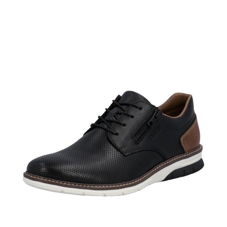 Rieker sko til herre i sort i sort | Skindoverdel | ®Rieker-shop.dk