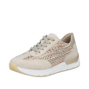 Rieker sneakers til dame i beige med udtagelig sål og snørebånd samt Rieker Antistress