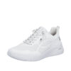 Rieker sneakers til dame i hvid med snørebånd og udtagelig Rieker-Soft sål samt Rieker-Light+ ydersål med stødabsorbering