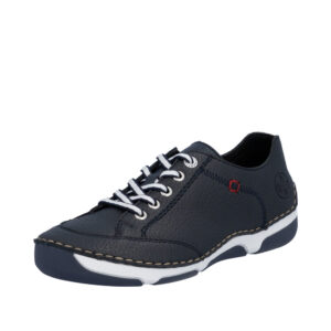 Rieker sneakers til dame i mørkeblå glatskind med snørebånd og indersål af skind samt stødabsorbering