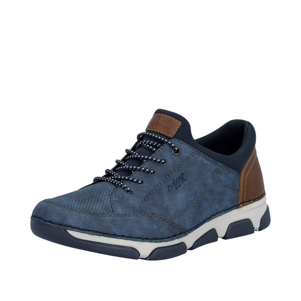 Rieker sneakers til herre i blå med udtagelig sål og ekstra bredde (H) samt elastik