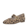 Remonte ballerinasko til dame i leopard med ruskindsoverdel og skindsål samt velcrolukning