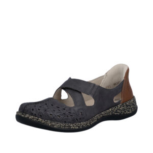 Rieker Ready 2 Go sko til dame i grå med Antistress og elastisk remme over vristen