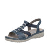 Rieker sandal til dame i blå med elastik og noprede sål