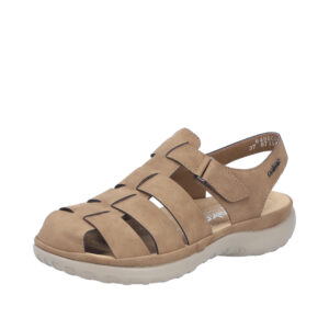 Rieker sandal til dame i brun med justerbar velcro og lukket tå