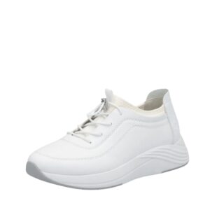 Rieker sneakers til dame i hvid skind med justerbar elastik og stødabsorbering