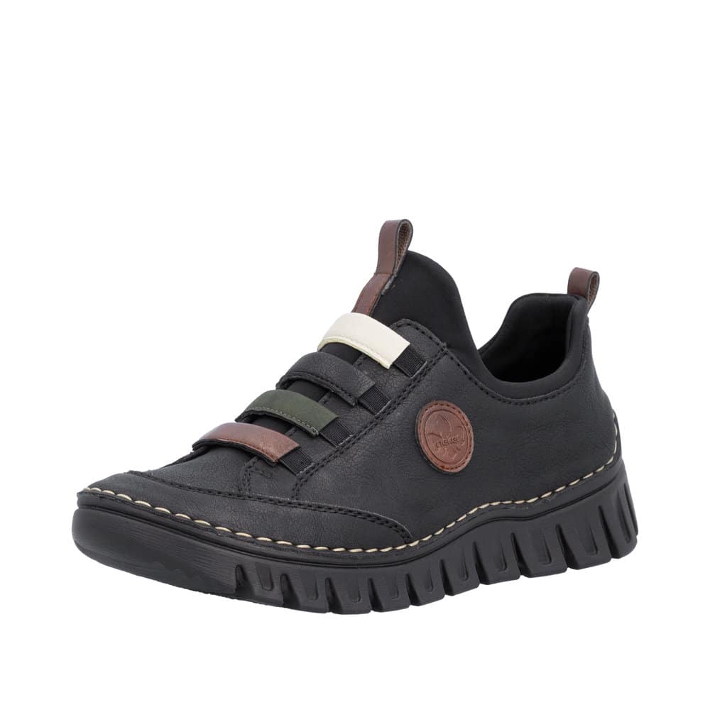 Rieker sneakers til dame i sort med fine detaljer og Antistress komfort.