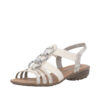 Remonte sandal til dame i hvid med skindsål og elastik rem samt flot sølv detalje