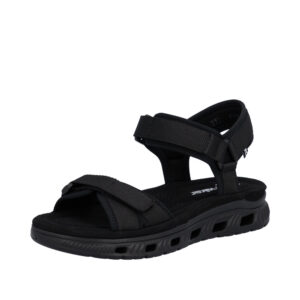 Rieker vandresandaler til dame i sort med to justerbare velcroremme samt Rieker Light