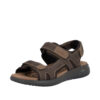 Rieker sandal til herre i brun med skindoverdel samt 3 velcrolukninger og stødabsorberende sål