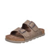 Rieker sandal til herre i kaki med skindoverdel og skindsål samt ekstra bredde H og justerbare spænder