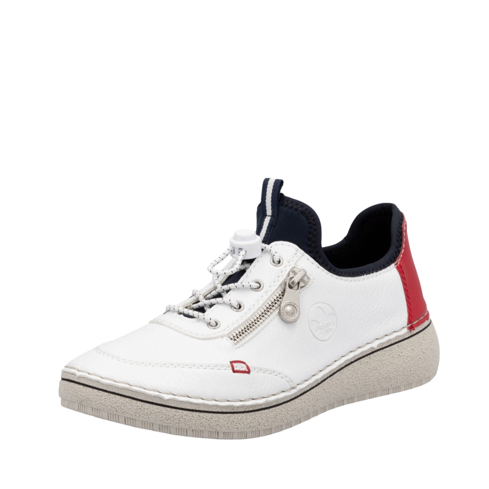 Rieker sneakers til dame i hvid med Antistress og justerbar elastik samt pyntelynlås